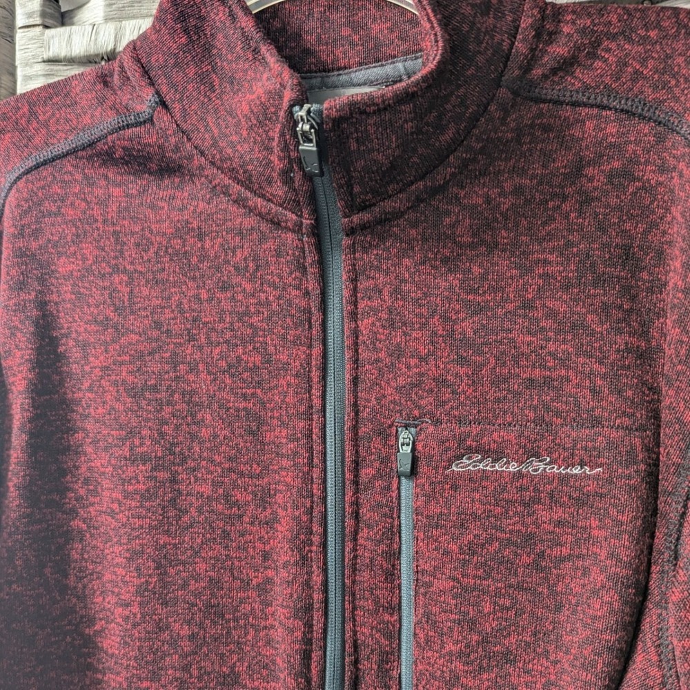 Eddie Bauer Pullover Burgundy Heathered Quarter Zip Fleece Sz XL Tall Gorpcore